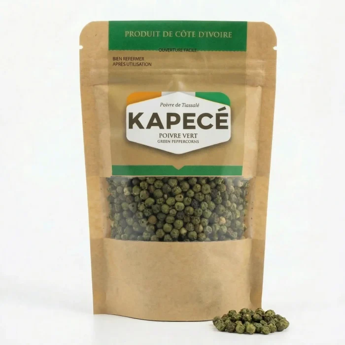 Poivre vert en grains Kapecé de Côte d’Ivoire, format 90 g